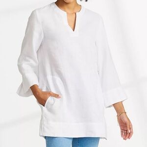 Lands End Women's Linen Split White Neck
Tunic Top Size M